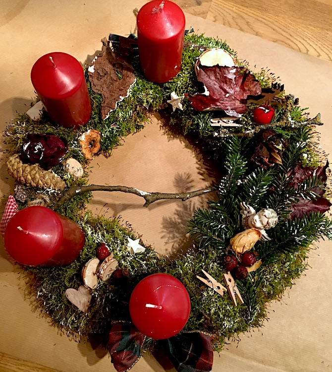 Adventkranz Rot Natur